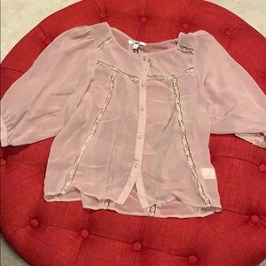 Sheer pink peasant top